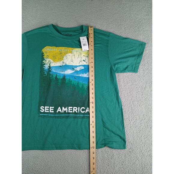 See America Tee Shirt Womens XL Teal Green Blue Creative Action Network NWT - Picture 4 of 7